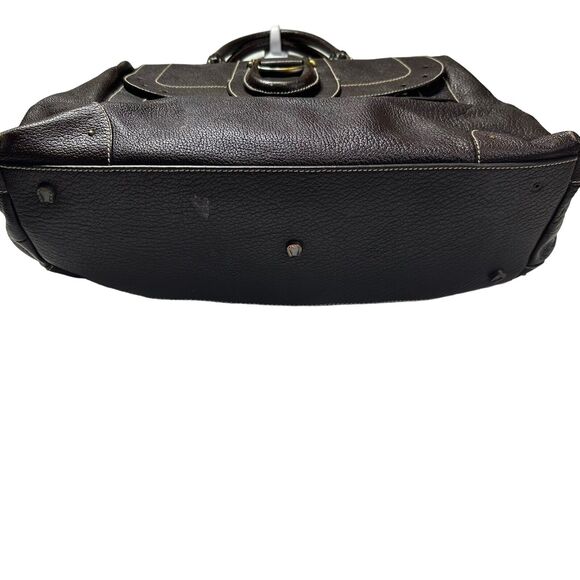 etienne aigner brown leather zip around flap large tote bag Purse - Picture 4 of 16